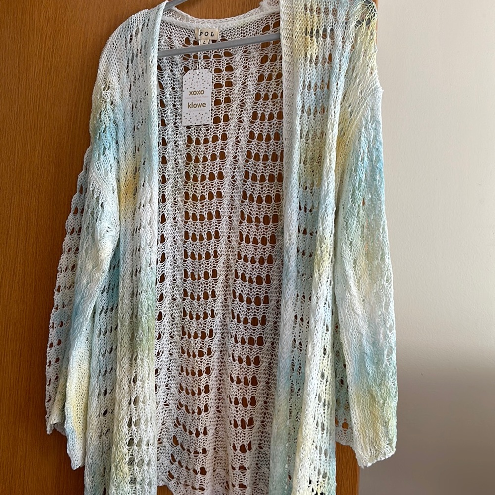 Cardigan- open weave, multi color